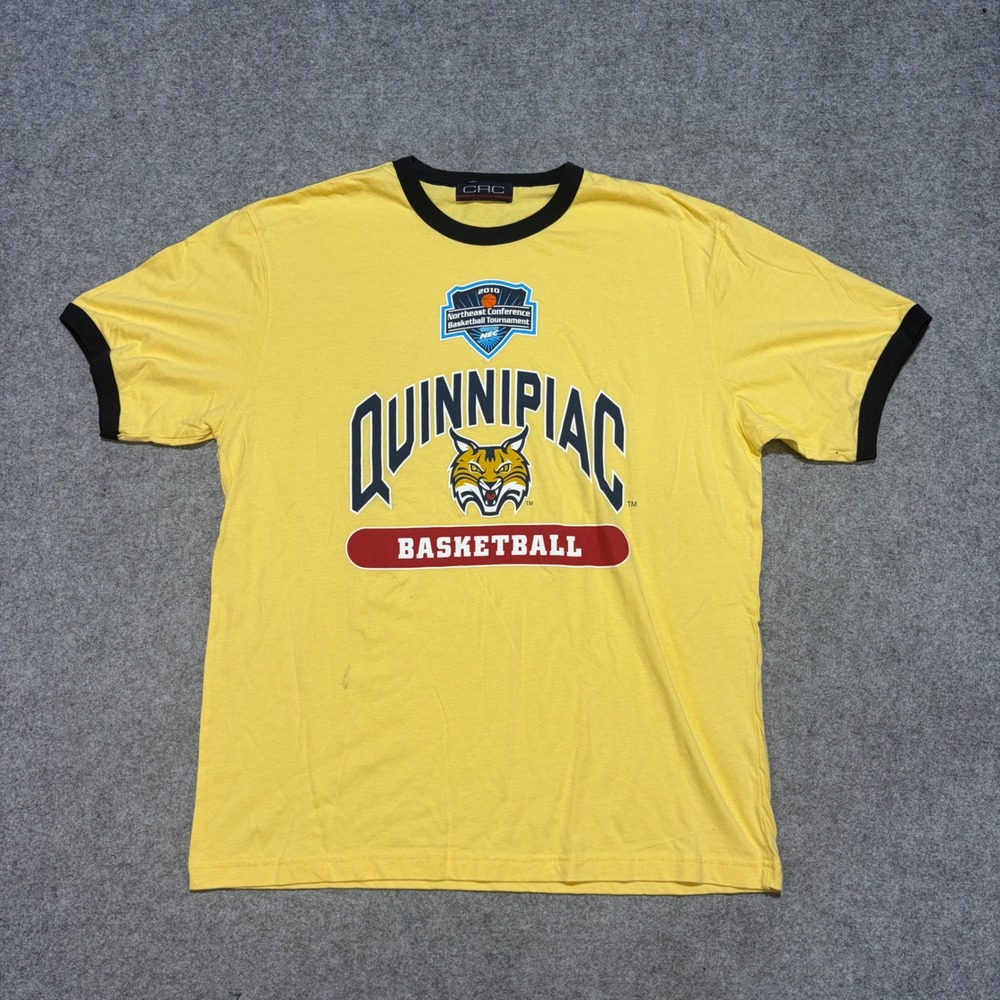CRC Sport Quinnipiac Bobcats Basketball Ringer Tee Yellow 2010 NEC Tournament L